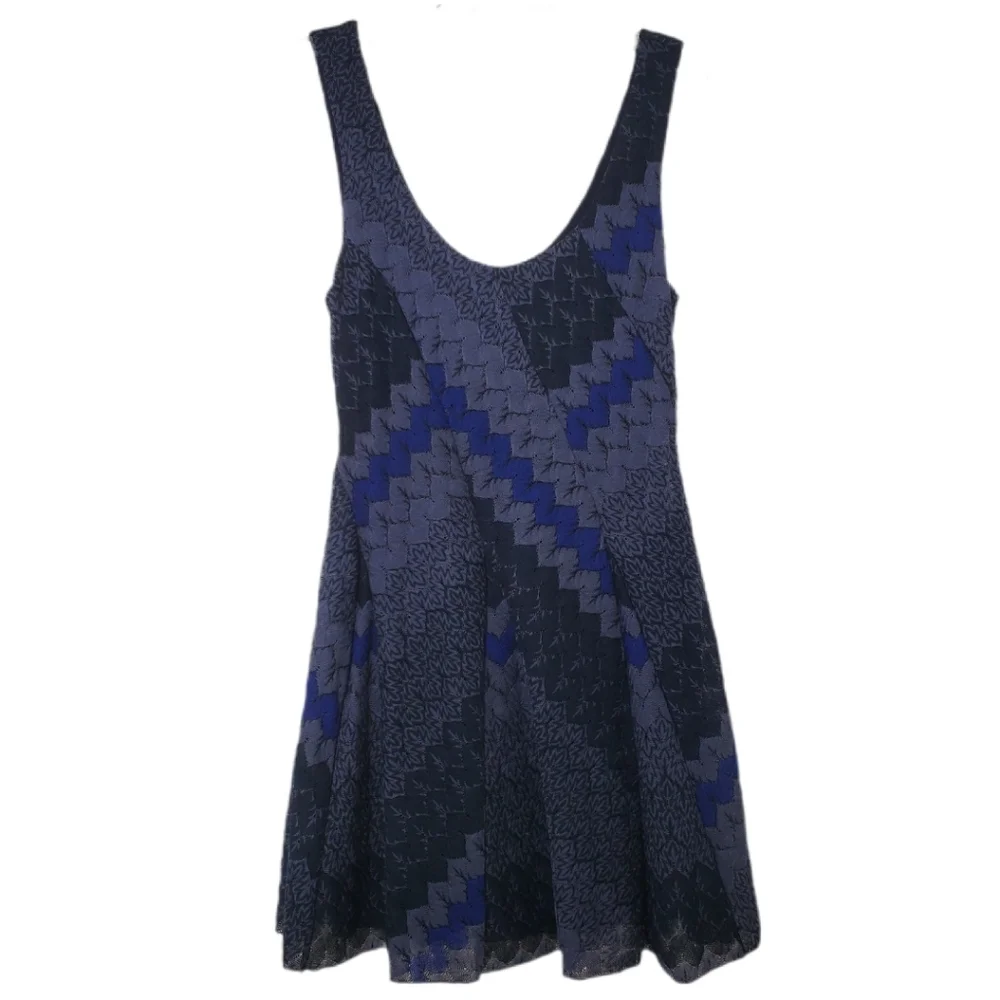 Free People My One & Only Dress Sleeveless Scoop Neck Mini In Black, Gray & Blue